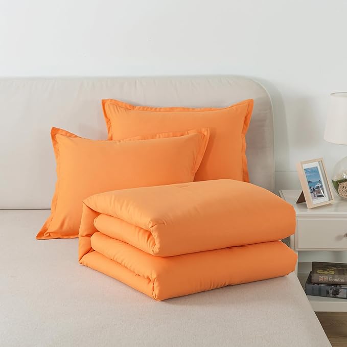 King Burnt Orange Comforter Set, Terracotta Skin-friendly Rust Boho Bedding Set & Collections, Breathable Fluffy Microfiber 3 PCS (104"x90") Comforter Set for All Seasons with Pillowcases