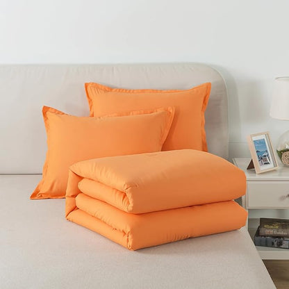 Queen Burnt Orange Comforter Set, Terracotta Skin-friendly Rust Boho Bedding Set & Collections, Breathable Fluffy Microfiber 3 PCS (90"x90") Comforter Set for All Seasons with Pillowcases