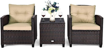 3 PCS Patio Furniture Set, Onesize, Beige