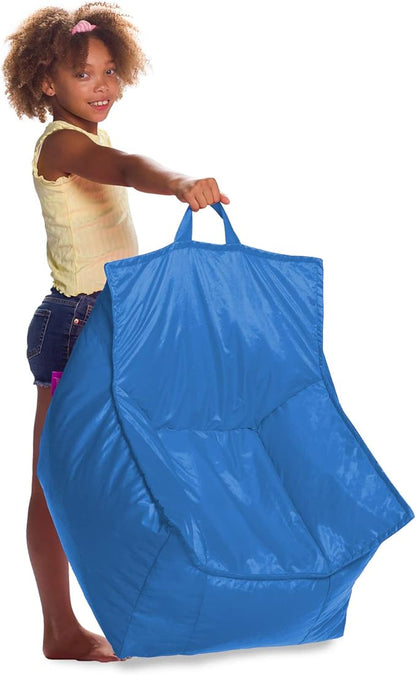 Posh Creations Bean Bag Chair Structured Comfy Seat Use for Gaming, Reading and Watching TV, Newport, Royal Blue
