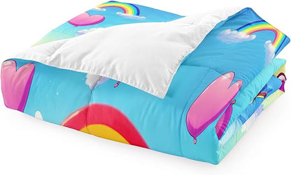 Rainbow Cat Comforter Twin Size - Rainbow Cat Bedding for Girls Room Cute Cartoon Rainbow Bedding Twin Comforter Sets for Kids, 1 Comforter+1 Pillowcase