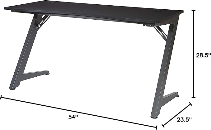 OSP Home Furnishings Beta Battlestation Gaming Desk with Bluetooth RGB LED Lights, Matte Black
