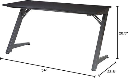 OSP Home Furnishings Beta Battlestation Gaming Desk with Bluetooth RGB LED Lights, Matte Black