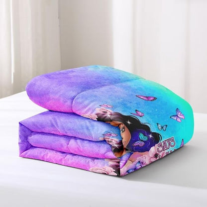Black Girl Comforter Set Twin,Black Girl Magic Bedding Set,You are Beautiful Lady Bed Bedroom Set,African American Girl Inspirational Quotes Comforter Set