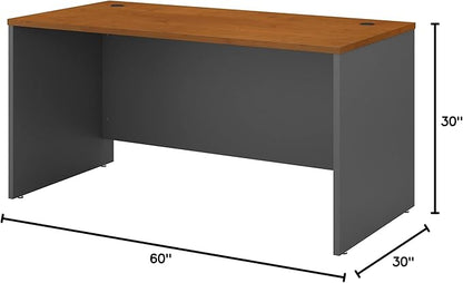 Bush Business Furniture Series C 60W Office Desk in Natural Cherry, Large Computer Table for Home and Professional Workplace