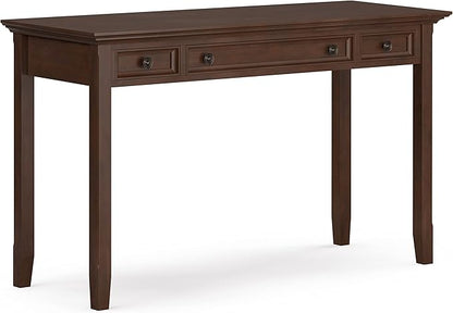 SIMPLIHOME Amherst SOLID WOOD Transitional 54 Inch Wide Desk in Russet Brown, For the Office Desk, Writing Table, Workstation and Study Table