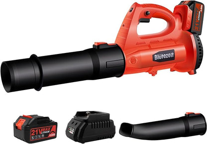 21V Cordless Leaf Blower, 350CFM 150MPH Electric Leaf Blower (4.0Ah Battery & Charger Included), 6 Variable Speeds, Lightweight for Lawn Care, Snow, Yard, Debris and Dust