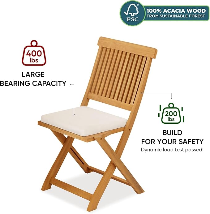 Heavy Duty 400lbs Capacity Patio Bistro Set 3 Piece Outdoor, Folding Chairs w/Cushion, Round Table-Upgrade 2024