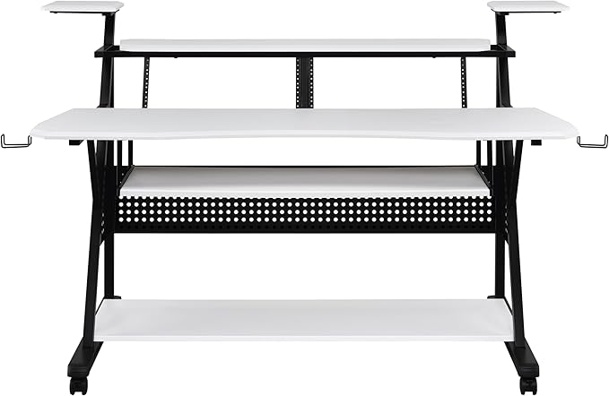 NicBex Laik-DW-00055-DX Desks, 67" W x 38" D x 42" H, White+Black