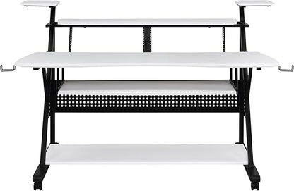 NicBex Laik-DW-00055-DX Desks, 67" W x 38" D x 42" H, White+Black
