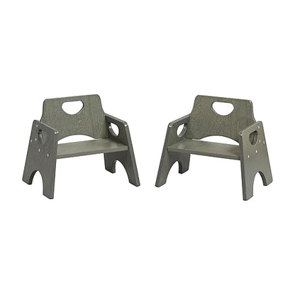 ECR4Kids Stackable Wooden Toddler Chair, 6in, Kids Furniture, Grey Wash, 2-Pack