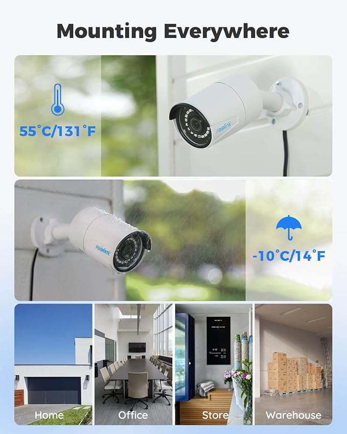 REOLINK 8CH 5MP Security Camera System, 4pcs Wired PoE Cameras for Home Security Outdoors, Smart Person/Pet/Vehicle Detection, 4K 8CH NVR with 2TB HDD for 24-7 Recording, RLK8-410B4-5MP White