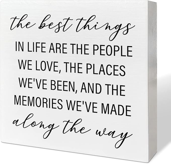 Home Office Desk Wooden Box Sign Decor, The Best Things in Life Are The People We Love, Inspirational Quotes Desk Decor Motivational Desk Decorations for Women Men Student Office Classroom School