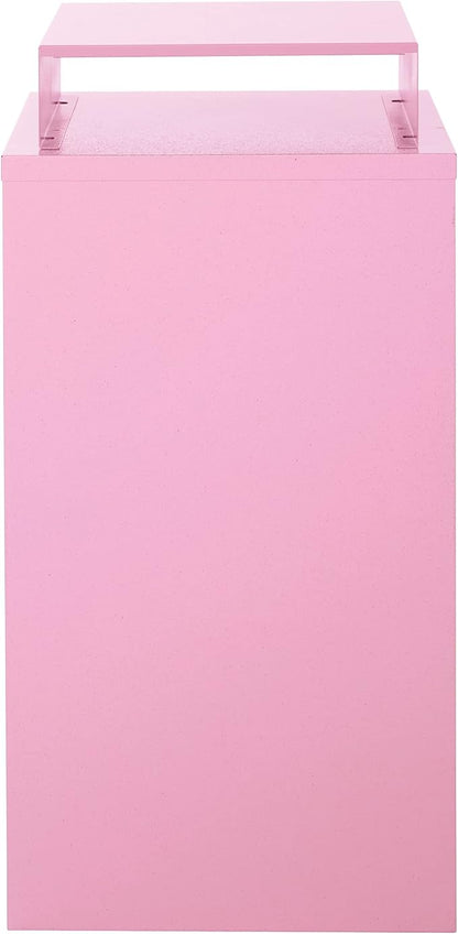 OSP Home Furnishings 3 Drawer Locking Metal File Cabinet with Top Shelf, Pink