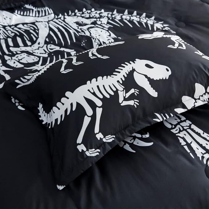 ADASMILE A & S Dinosaur Comforter Set Full Size for Boys Kids 6 Piece Dinosaur Bedding Full Bed in A Bag Comforter Set with Sheets Dinosaur Bed Set Bone Dinosaur Sheets Bone Dinosaur Comforter Sets