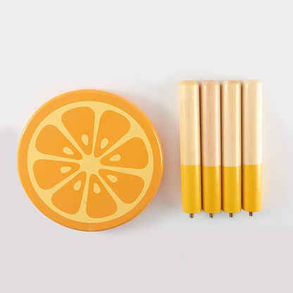9 Inch Kids Solid Hard Wood Fruit Chair, Crafted Hand-Painted Wood with Assembled Four-Legged Sitting Stool, Bedroom, Playroom, Orange Furniture Stool for Toddler, Children, Boys, Girls(Orange)