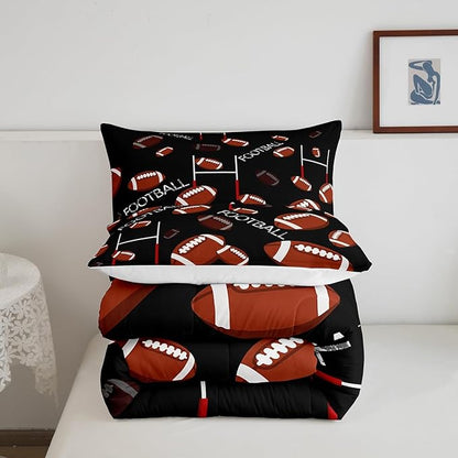 Feelyou Rugby Sports Comforter Set Queen Size Football Comforter for Kids Teens Adults Soccer Ball Game Bedding Set Gift for Football Lover Duvet Set Room Decor 3Pcs with 2 Pillow Case