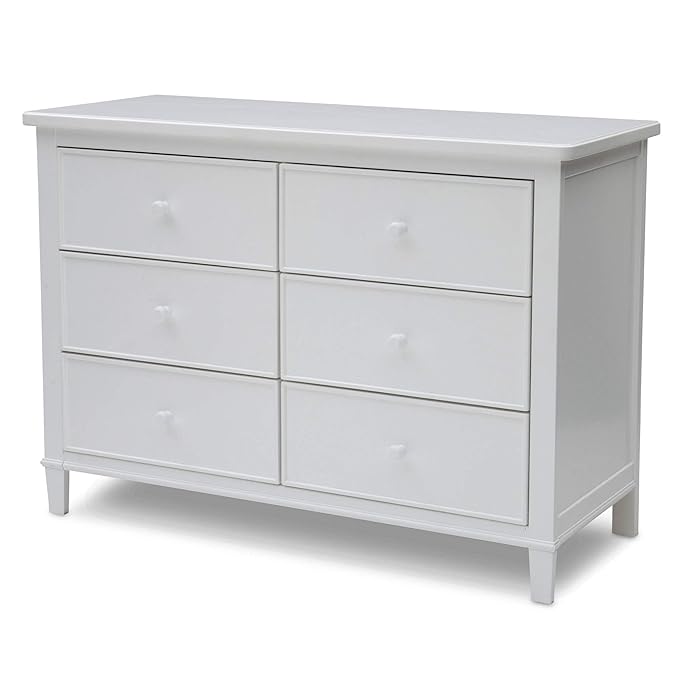 Delta Children Fancy 4-in-1 Convertible Crib and 6 Drawer Dresser Bundle, Bianca White