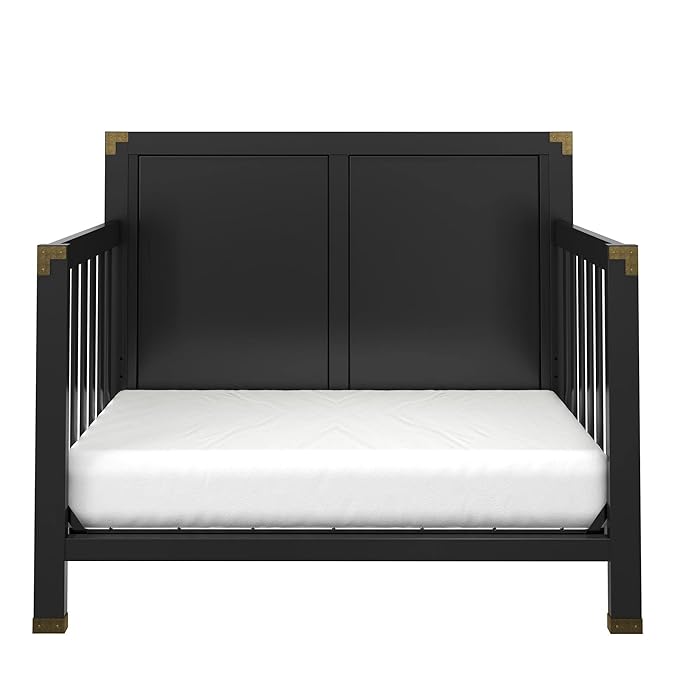 Baby Relax Miles 5-in-1 Convertible Crib, Solid Pine Wood, Black