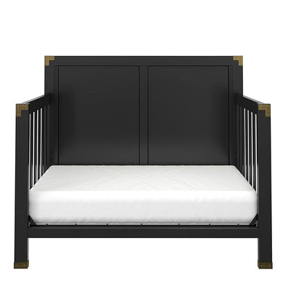 Baby Relax Miles 5-in-1 Convertible Crib, Solid Pine Wood, Black