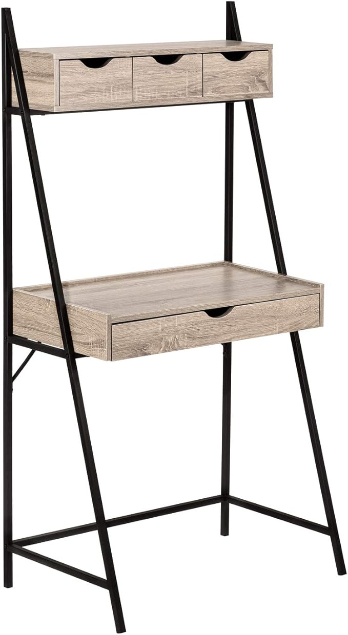Monarch Specialties 7332 Computer Desk, Home Office, Laptop, Leaning, Storage Drawers, 32" L, Work, Metal, Laminate, Brown, Black, Contemporary, Modern Desk-32 L Dark Taupe, 31.5" L x 19" W x 61.25" H