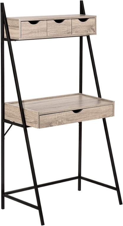 Monarch Specialties 7332 Computer Desk, Home Office, Laptop, Leaning, Storage Drawers, 32" L, Work, Metal, Laminate, Brown, Black, Contemporary, Modern Desk-32 L Dark Taupe, 31.5" L x 19" W x 61.25" H