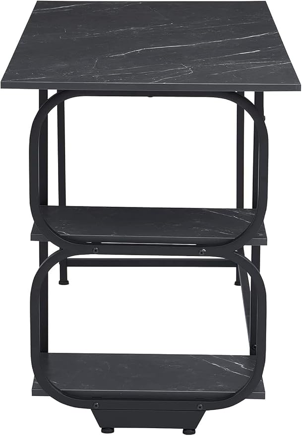 Anivia Gaming Computer Desk, Small Home Office Desk with 2 Storage Shelves, 47" Writing Desks Industrial Simple Style Wood Table Metal Frame for PC Laptop Notebook（Black） (47-B)