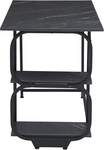 Anivia Gaming Computer Desk, Small Home Office Desk with 2 Storage Shelves, 47" Writing Desks Industrial Simple Style Wood Table Metal Frame for PC Laptop Notebook（Black） (47-B)