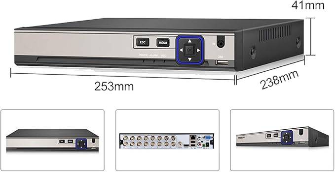16CH 5M-N/1080N Full High Definition Hybrid for AHD/TVI/CVI/Analog/IP DVR H.265 CCTV Video Recorder P2P Remote Phone Monitoring for Home Security Surveillance System Camera (NO HDD)