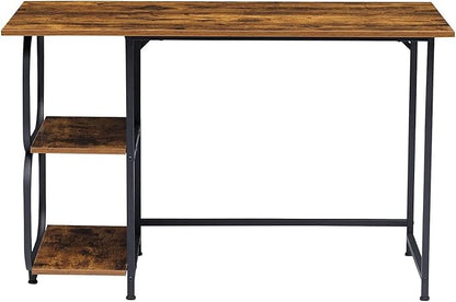 Anivia Writing Computer Home Office Desk with 2 Storage Shelves on Left or Right Side, Industrial Simple Style Wood Table Metal PC Laptop Notebook, 47", Rustic Brown + Black Frame