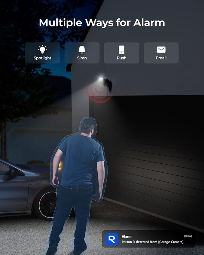 REOLINK Wireless Outdoor Security Camera Lumus 2K(Black), 4MP Spotlight Color Night Vision, 2.4/5GHz Dual-Band WiFi Plug in Camera, Smart Person/Vehicle/Animal Detection, Two-Way Talk, Local Storage