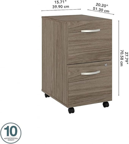 Bush Furniture HYF116MHSU-Z Bush Business Furniture Hybrid 2-Drawer Mobile File Cabinet, Letter/Legal, Modern Hickory, 20-Inch