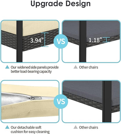 Patio Furniture Set Outdoor Wicker Bistro Set, Modern Rattan Patio Chairs Conversation Set with Coffee Table for Balcony Porch Garden Yard Poolside (3 Pieces, Beige)