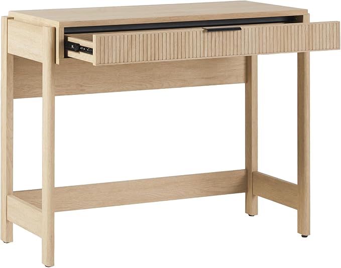 Walker Edison Office Writing and Computer Desk Spacious Desktop, Complementary in Living Spaces, 38 Inch, Reeded Coastal Oak