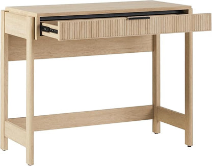 Walker Edison Office Writing and Computer Desk Spacious Desktop, Complementary in Living Spaces, 38 Inch, Reeded Coastal Oak