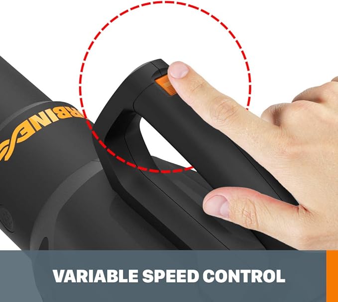 Worx 20V Cordless Leaf Blower WG547.9, Electric Blower, Powerful Turbine Fan Technology, 2-Speed Control, for One-Hand Operation, PowerShare – Bare Tool Only