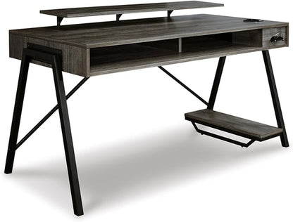 Signature Design by Ashley Barolli Home Office Gaming Desk with Multiuple LED Back Lights, Grayish Brown