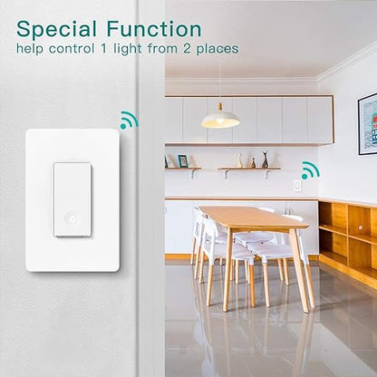 TREATLIFE 3 Way Smart Light Switch 4 Pack, 2.4GHz Wi-Fi Smart Switch Works with Alexa and Google Home, Neutral Wire Required, Remote Control, FCC Certified, No Hub Required