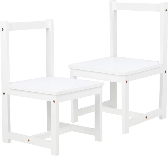 Amazon Basics Solid Wood Kids Activity Chair Set, 23.8-Inch Height - 2-Pack, White