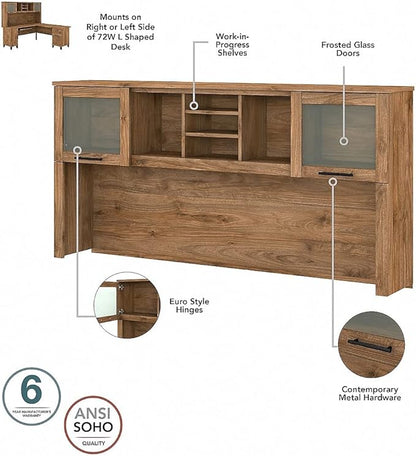 Bush Furniture Somerset Office Desk with Drawers and Hutch, 72W, Fresh Walnut