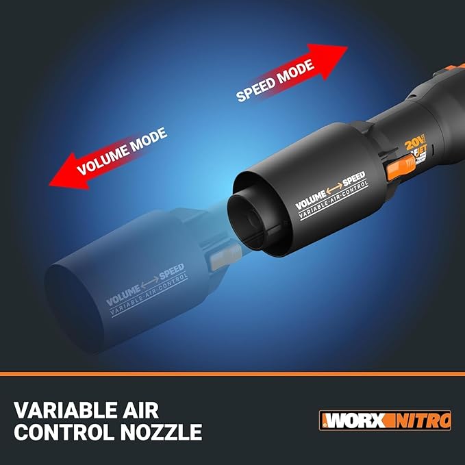 Worx Nitro WG543 20V LEAFJET Leaf Blower Cordless with Battery and Charger, Blowers for Lawn Care Only 3.8 Lbs., Cordless Leaf Blower Brushless Motor – Battery & Charger Included