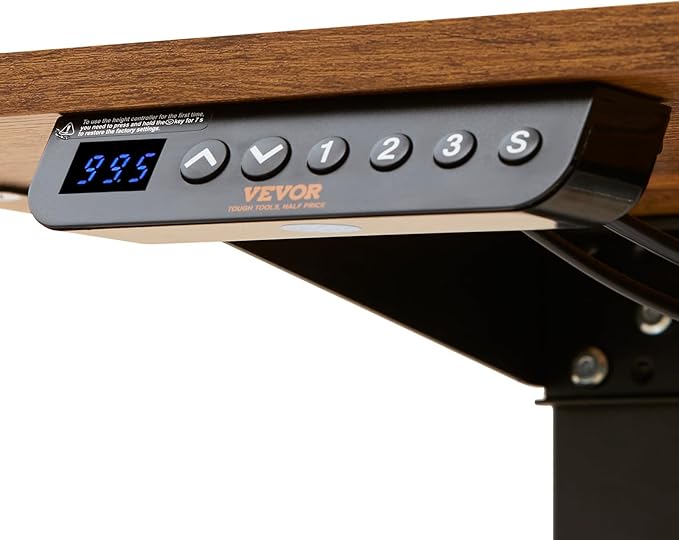 VEVOR Standing Desk with Shelves 47.2 x 23.6 Inch Height Adjustable Desk Dual Monitor Riser Workstation Adjustable Desk 3-Key Modes Sturdy Dual Metal Frame 180LBS Capacity for Home Office