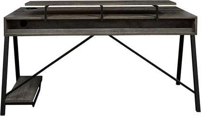 Signature Design by Ashley Barolli Home Office Gaming Desk with Multiuple LED Back Lights, Grayish Brown