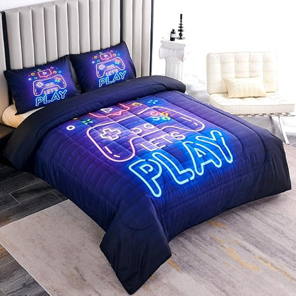 Teen Boy Comforter Set Queen,Kids Comforter Set for Boys,Gamer Bedding Sets for Boys,Boys Queen Bedding Set,Gaming Comforter Sets Including 1 Gaming Comforter&2 Pillowcases