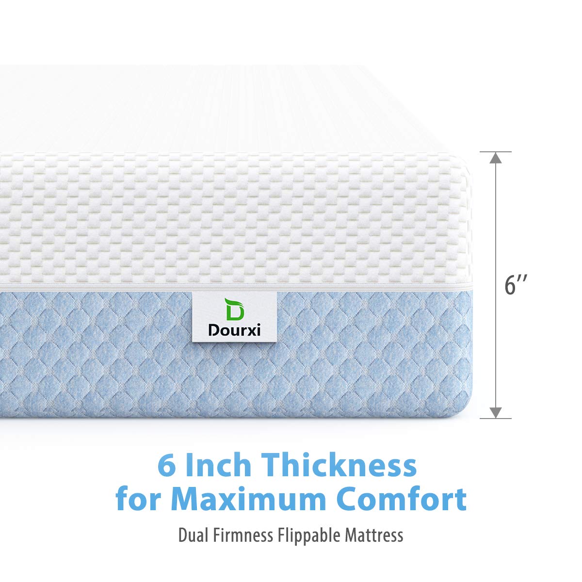 Crib Mattress, Dual Sided Comfort Memory Foam Toddler Bed Mattress, Triple-Layer Breathable Premium Baby Mattress for Infant and Toddler w/Removable Outer Cover - White&Blue