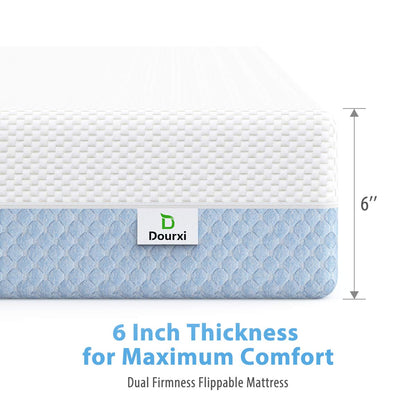 Crib Mattress, Dual Sided Comfort Memory Foam Toddler Bed Mattress, Triple-Layer Breathable Premium Baby Mattress for Infant and Toddler w/Removable Outer Cover - White&Blue