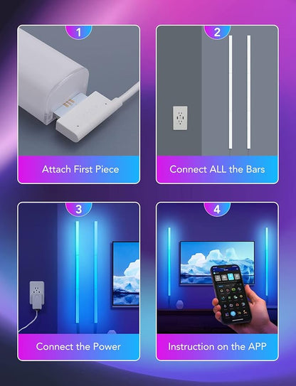 Govee Glide Wall Lights, RGBIC LED Lights, Smart Gaming Lights Works with Alexa and Google Assistant, RGB Light Bar, LED Wall Lights for Bedroom, 2 Panels Set (3 Sections/Panel)