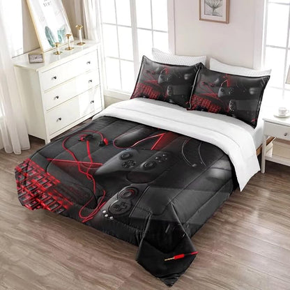 Gaming Comforter for Boys Teens,Game Bedding Sets Twin,Kids Gamer Comforter Set,Video Game Bedroom Decor,Gamepad Controller Duvet Insert All Season 3 Piece 1 Comforter and 2 Pillowcases