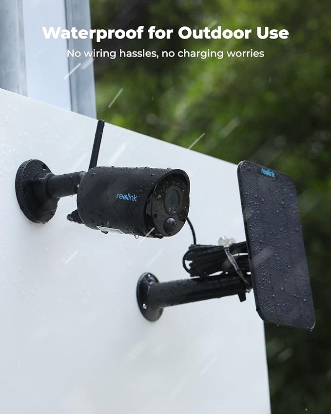 REOLINK 2K 3MP Solar Security Camera, Wireless Home Security Camera Outdoor Indoor, IR Night Vision, Human/Car Detection, 2.4G WiFi, Local Storage, No Monthly Fee, Support Home Hub, Argus Eco+SP Black