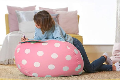 Aubliss Stuffed Animal Bean Bag Storage Chair (Light Pink Dot, X-Large (48''))